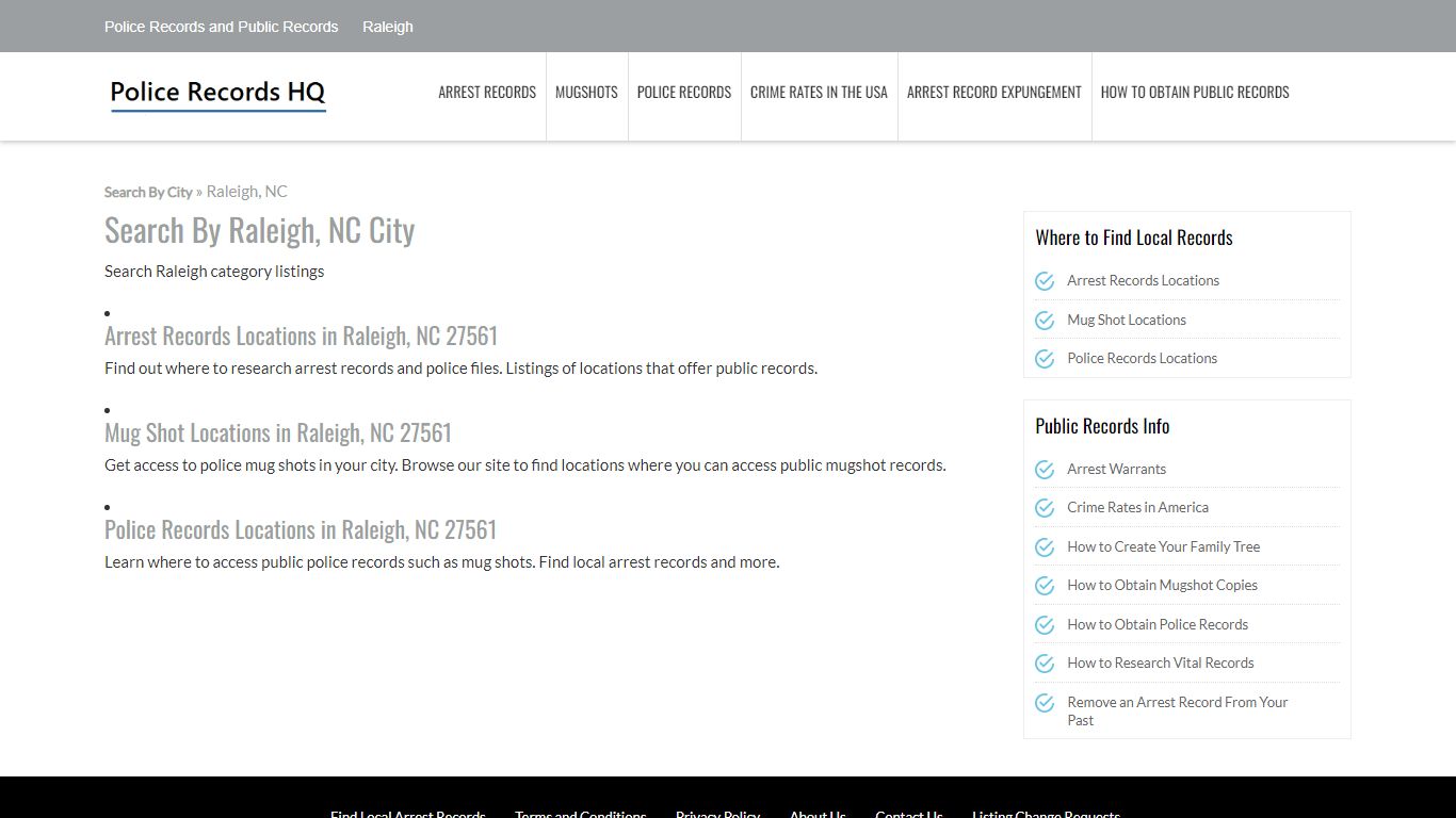 Police Records in Raleigh, NC